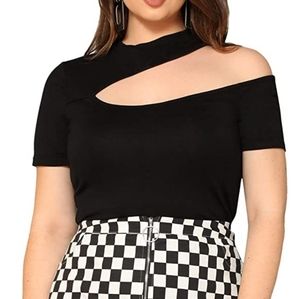 SHEIN one shoulder cut out tee BLACK Size XL